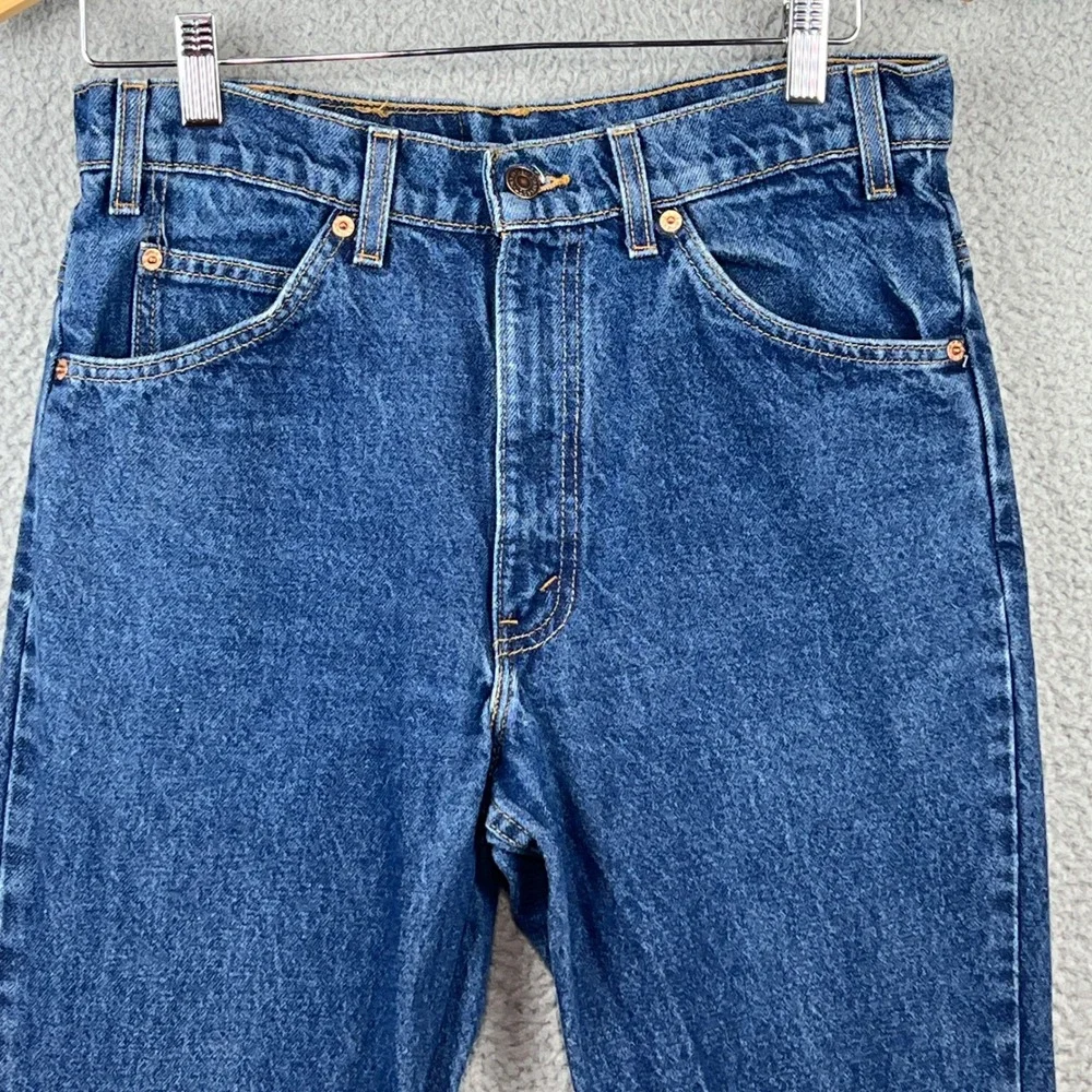 Vintage Levis 517 Orange Tab Jeans 32x34 Blue Bootcut Denim Made in USA Mens